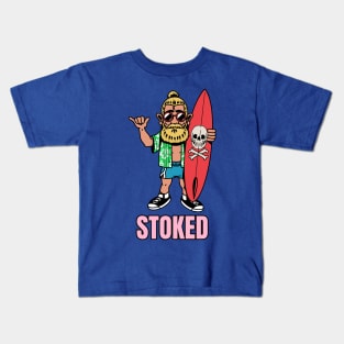 Stoked Surfer Dude Surf Surfing Surfboard Kids T-Shirt